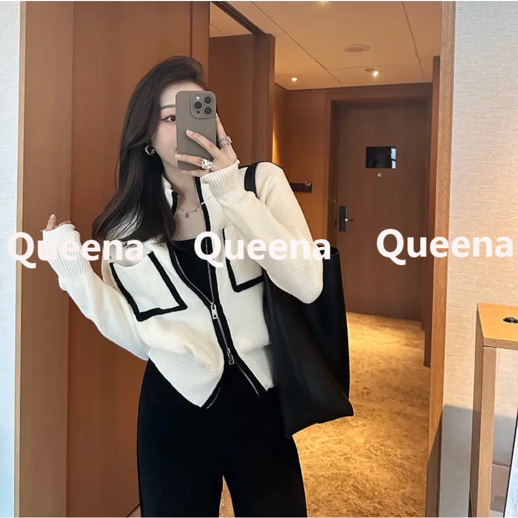 Queena áo cardigan áo khoác cardigan Thời trang hàn quốc A21K042
