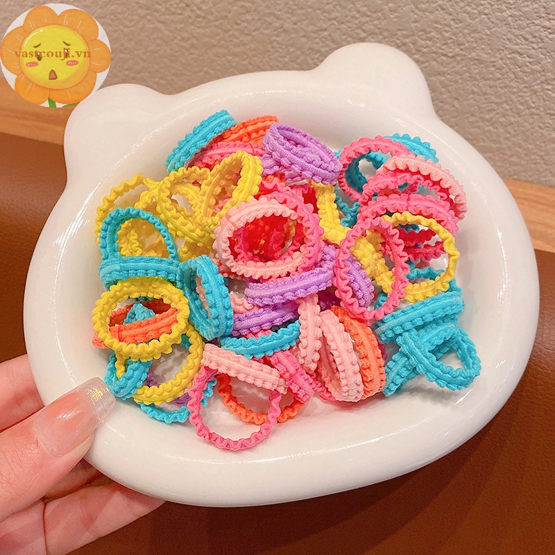 Vastji 50 cái dây buộc tóc đàn hồi cho bé gái nylon trẻ em giá đỡ tóc đuôi ngựa scrunchies trẻ em dây cao su dây buộc tóc mềm phụ kiện vn