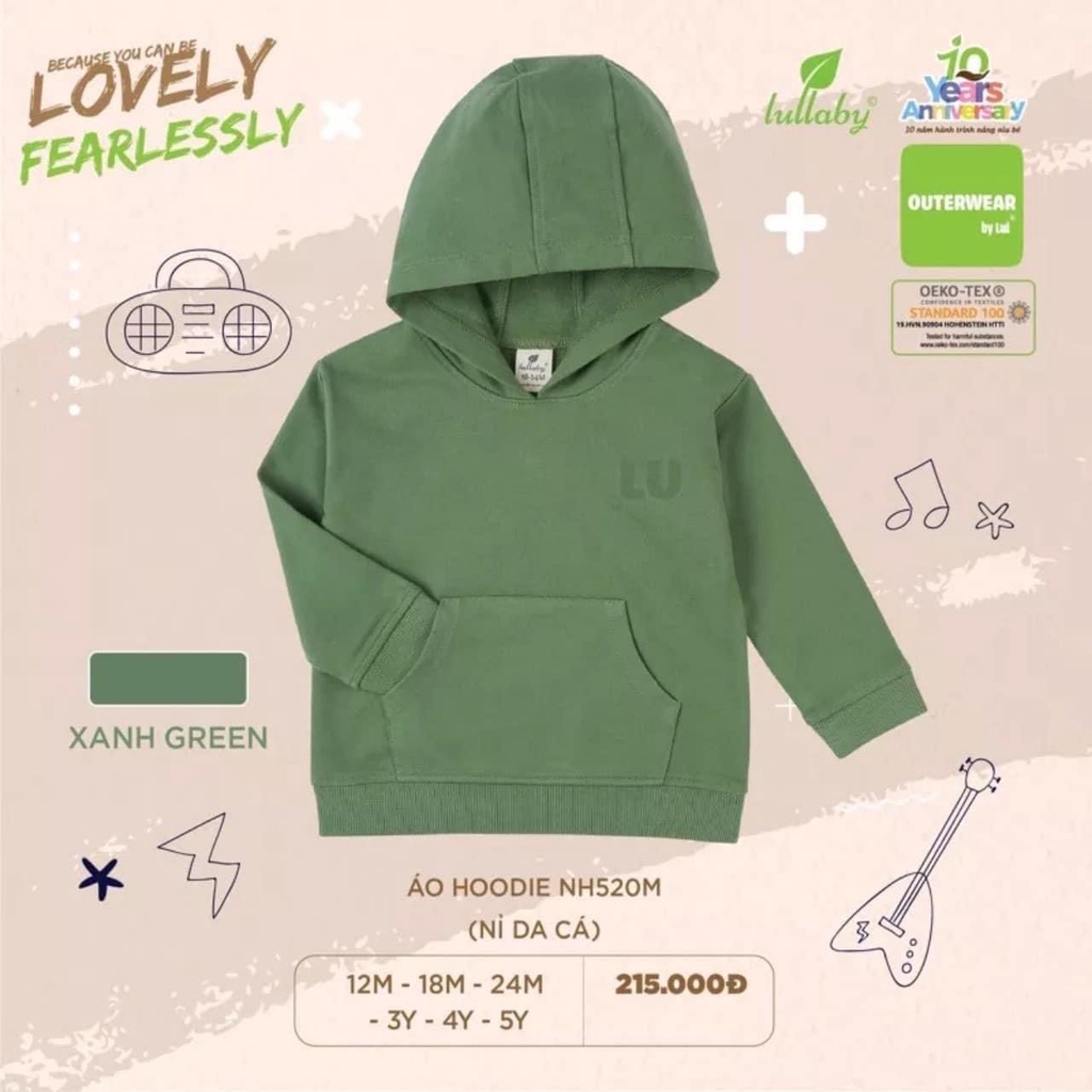 Lullaby - Áo Hoodie nỉ da cá có mũ có bé trai bé gái
