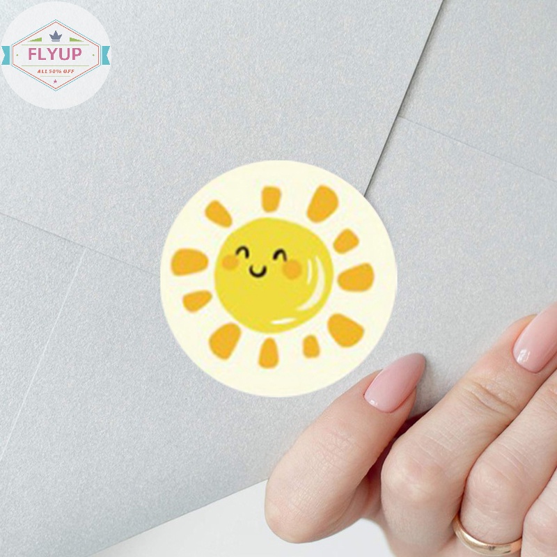 Flyup 500 cái / cuộn tròn hoa cảm ơn bạn dán scrapbooking cho con dấu nhãn dễ thương Vn