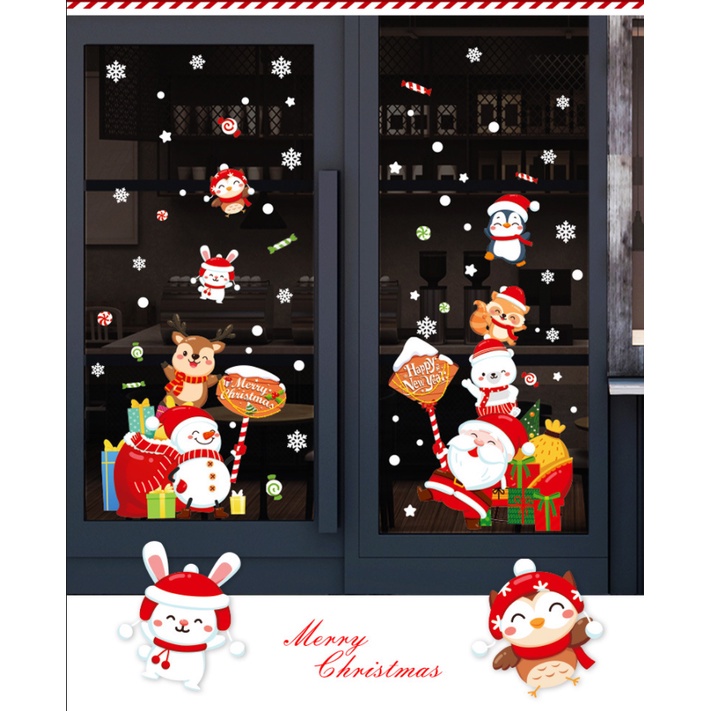 Decal dán tường trang trí Noel - Noel cùng các ban cầm bảng đón giáng sinh vui nhộn