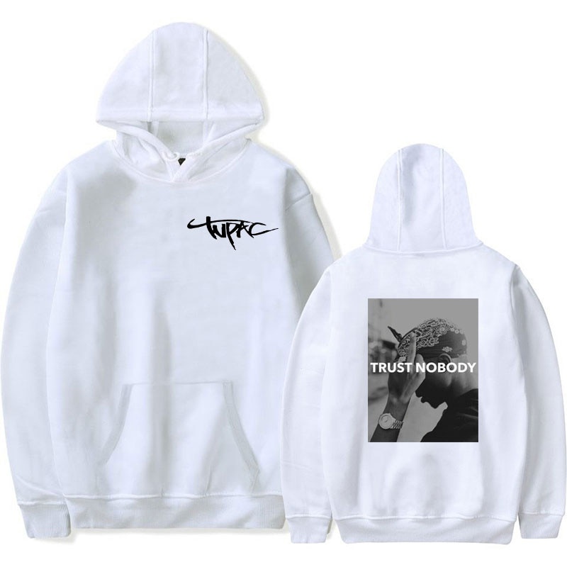 Rapper 22pacs tupac shakurs tin tưởng không ai cá tính áo chui đầu có mũ trùm đầu tuổi teen áo khoác nỉ dài tay