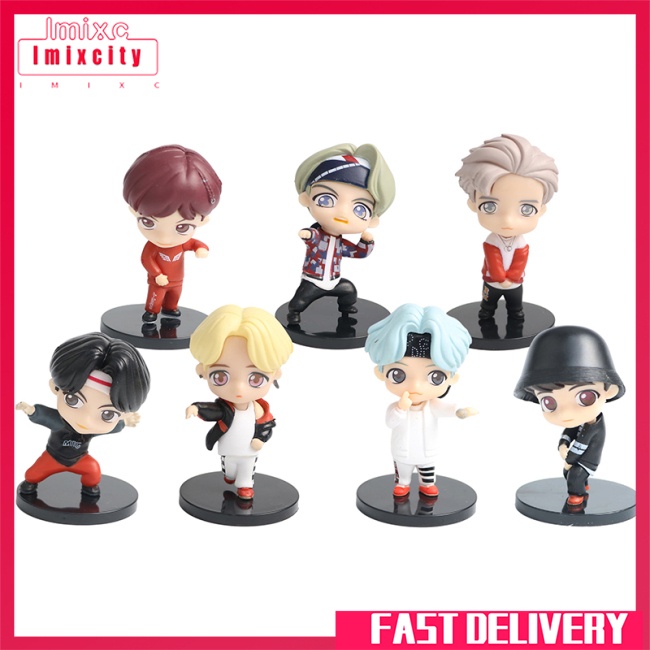 Set 7 mô hình mini IMIXCITY BTS Tinytan anime nhóm Bangtan Boys làm đồ chơi quà tặng cho người hâm mộ