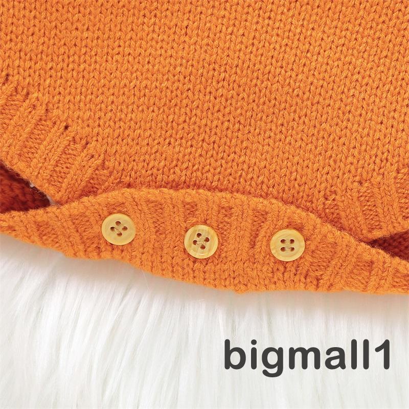 Bigmall-trẻ sơ sinh treo quần áo romper halloween bí ngô in không tay dệt kim quần áo dễ thương