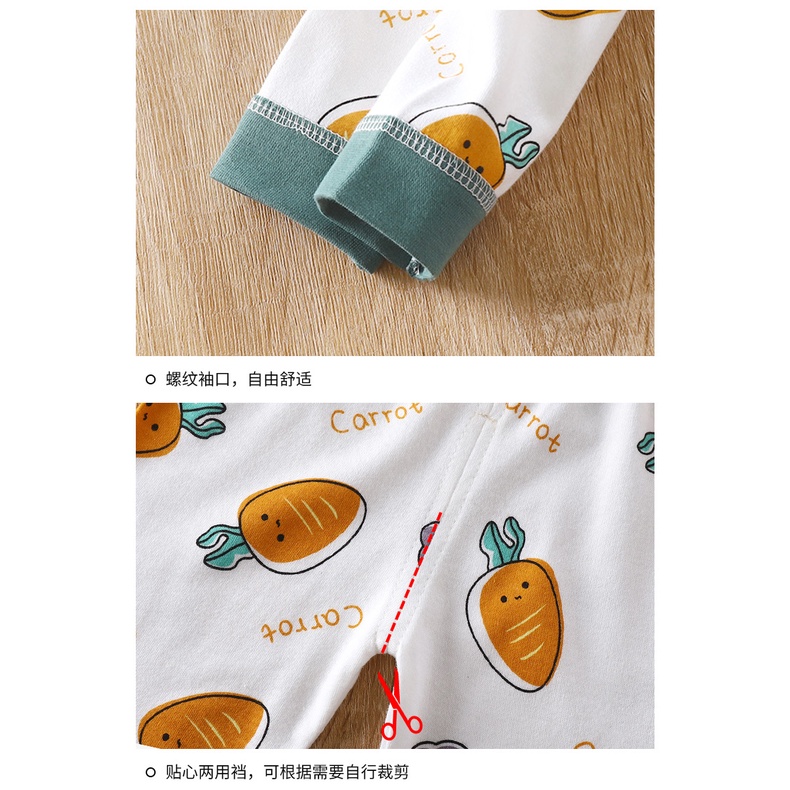 Bộ Đồ Ngủ cotton Tay Dài Giữ Ấm Mùa Thu Phong Cách Hàn Quốc Cho Bé Sơ Sinh 60-130cm