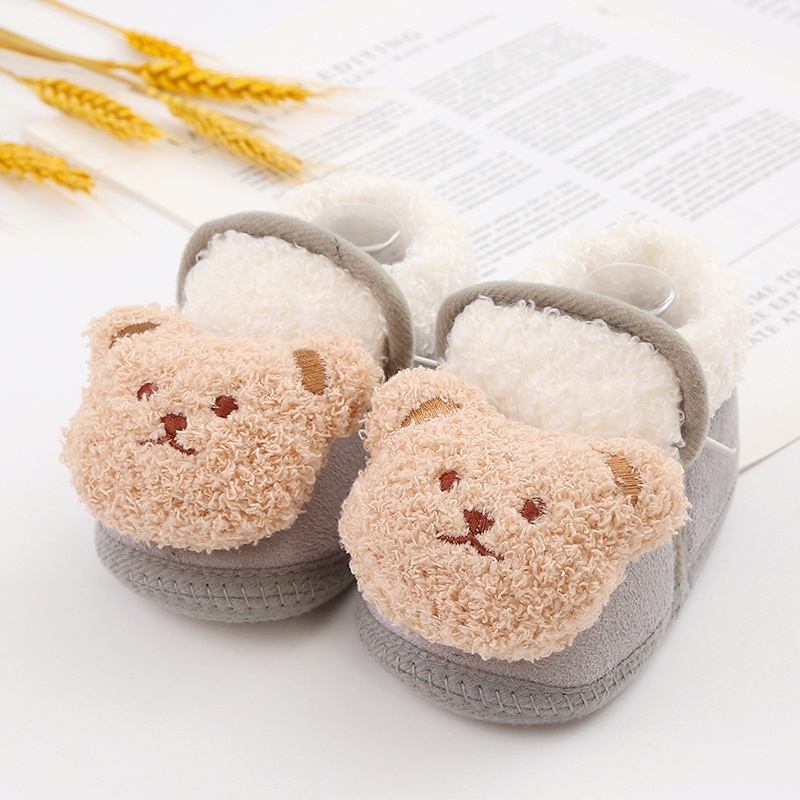 Trẻ sơ sinh giày bông nhung trẻ sơ sinh phim hoạt hình dễ thương đáy mềm mại thoải mái giày tuyết 0-18 tháng