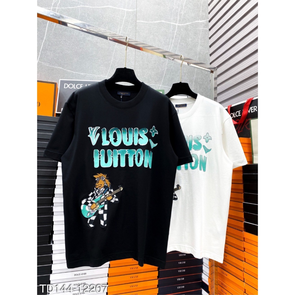 Áo Thun Nam LV Thêu Hình Chú Ngựa Siêu Đỉnh - Áo Phông LV Nam In Logo Chữ Loang Neww SS23