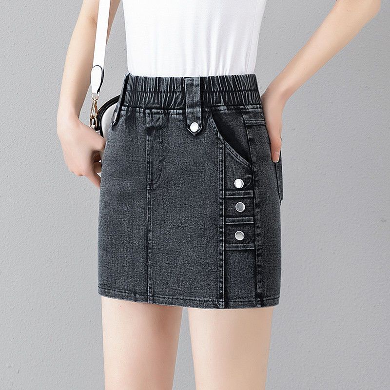 Giao Hàng Trong Ngày Váy Denim Ngắn Ôm Dáng Eo Co Giãn Phong Cách Mới Xuân Hè