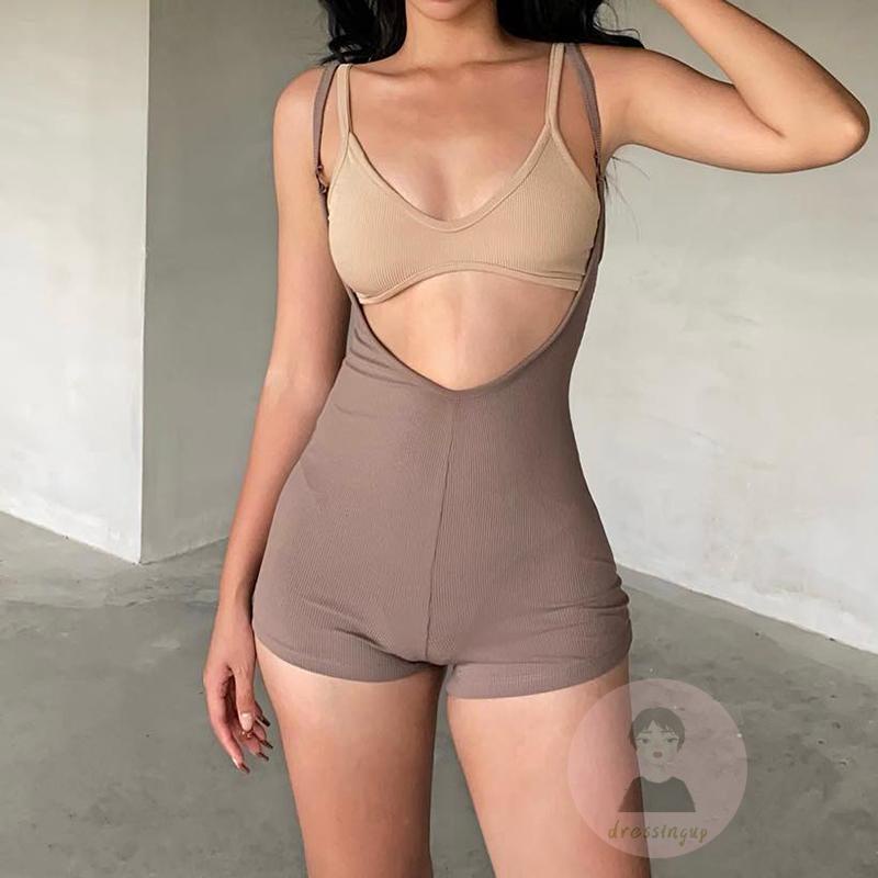 Áo liền quần Ngắn Hai Dây Màu Sắc Thời Trang Mùa Hè Cho Nữ