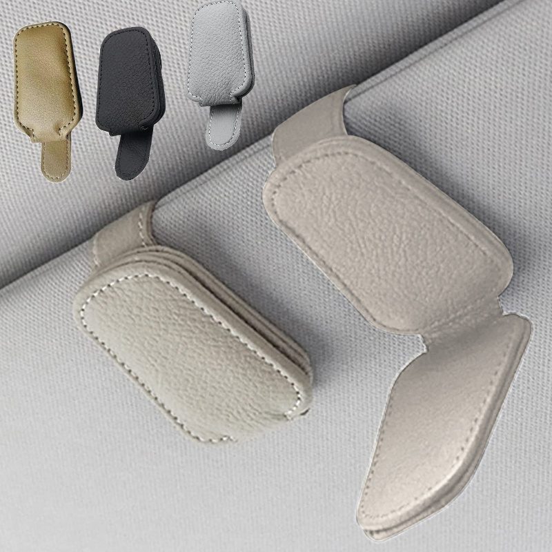 Kẹp Giữ Mắt Kính / Thẻ Bằng Da PU Gắn Tấm Che Nắng Trong Xe Hơi