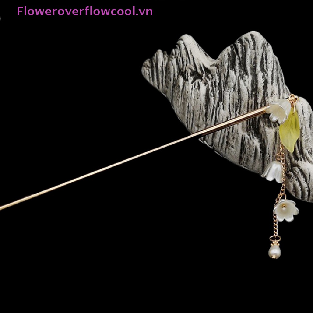 Trâm Cài Tóc Hình Hoa Lan Đính Ngọc Trai Phong Cách Hanfu Cổ Điển Cho Nữ