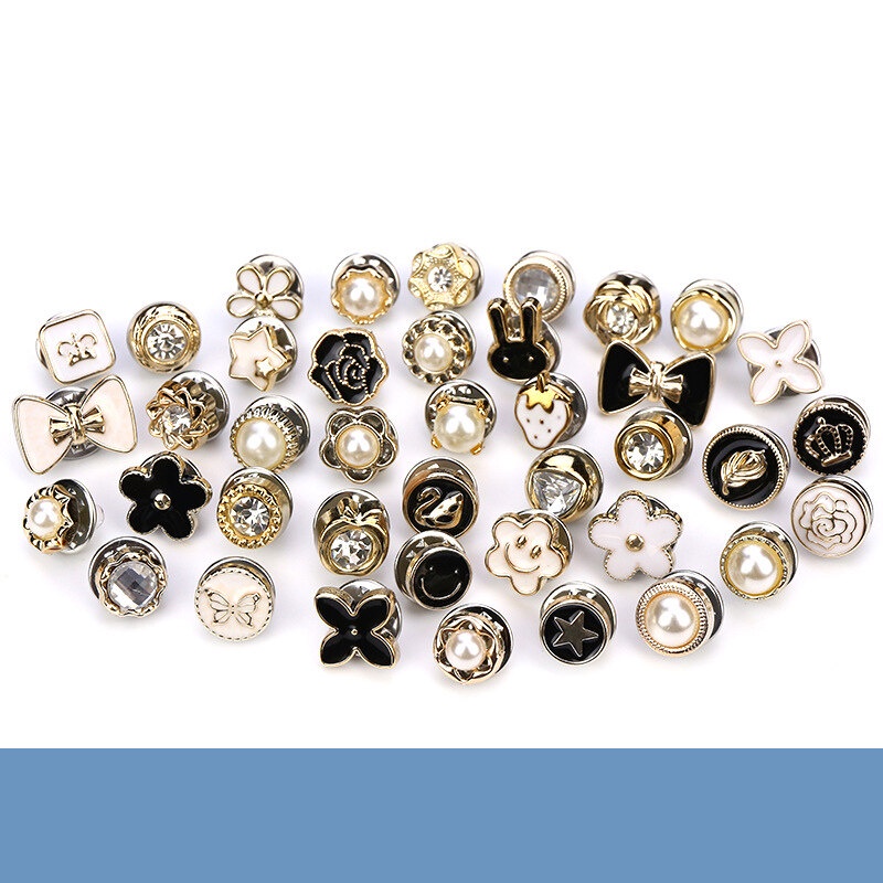 Nút Áo Sơ Mi Đính Ngọc Trai Chống Trượt Tháo Rời Được Tiện Lợi