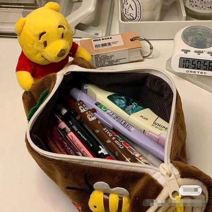 Túi Đựng Bút Chì Cỡ Lớn In Hoạt Hình Winnie the Pooh Dễ Thương Cho Học Sinh Tiểu Học