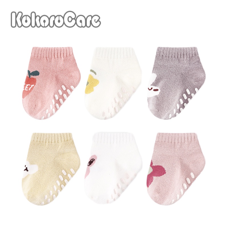 Set 3 Đôi Tất Cotton Hoạ Tiết Hoa Xinh Xắn Cho Bé MSW-107 2023 XS / S 0-3 Tuổi