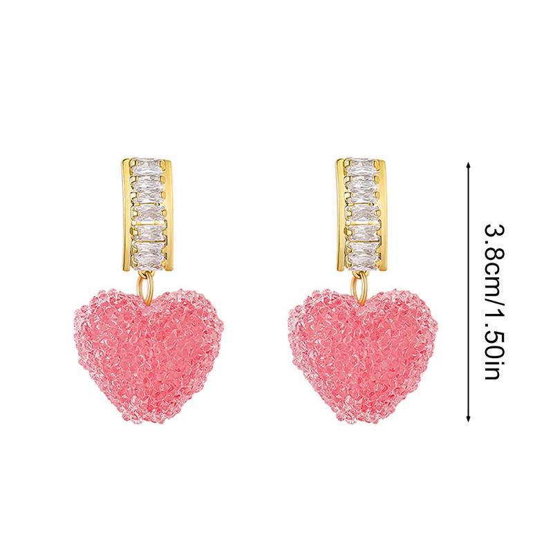 Bông Tai Hình Trái Tim Đính Đá Dễ Thương Dành Cho Nữ