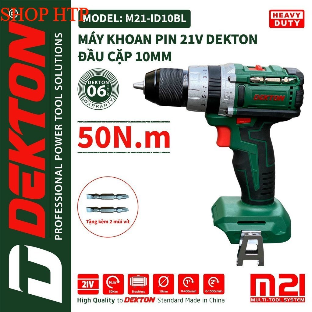 Thân máy Khoan Pin 3 Chức Năng Dekton đầu 10MM autolock M21 ID10BL chân pin phổ thông chính hãng giá tốt shop hpt