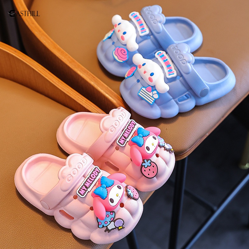 SANRIO Dép Đi Biển Chống Trượt Họa Tiết Hoạt Hình MyMelody Cinnamoroll Kuromi Cho Bé