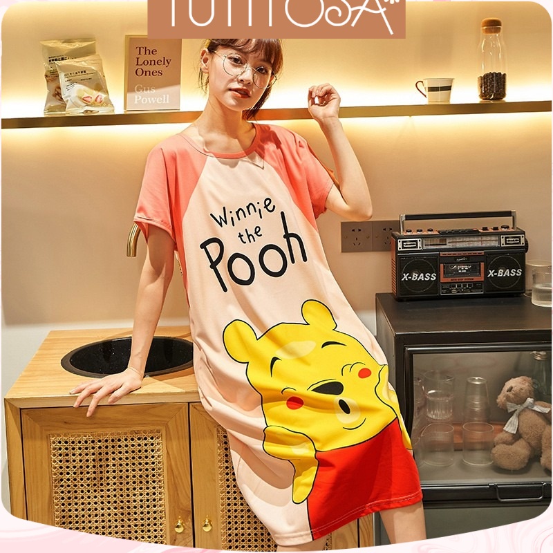 Váy ngủ bigsize nữ đầm ngủ 50-90Kg dáng suông mặc nhà in hoạt hình cute dễ thương mùa hè Tutitosa | BigBuy360 - bigbuy360.vn