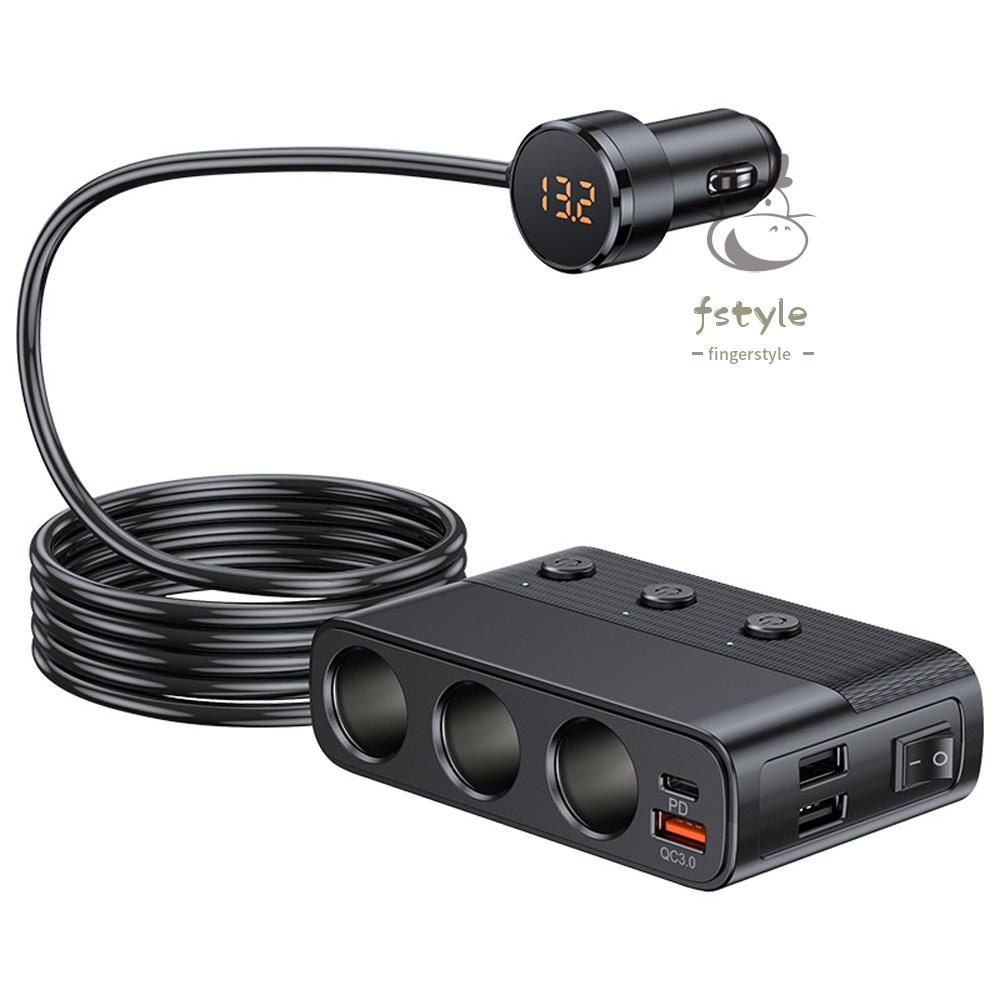 Củ Sạc Nhanh 3 Cổng USB 128W PD + QC3.0 12-24V Có Công Tắc Bật / Tắt Cho Xe Hơi / Xe Tải / Xe Tải / Xe Máy SUV MOTO2
