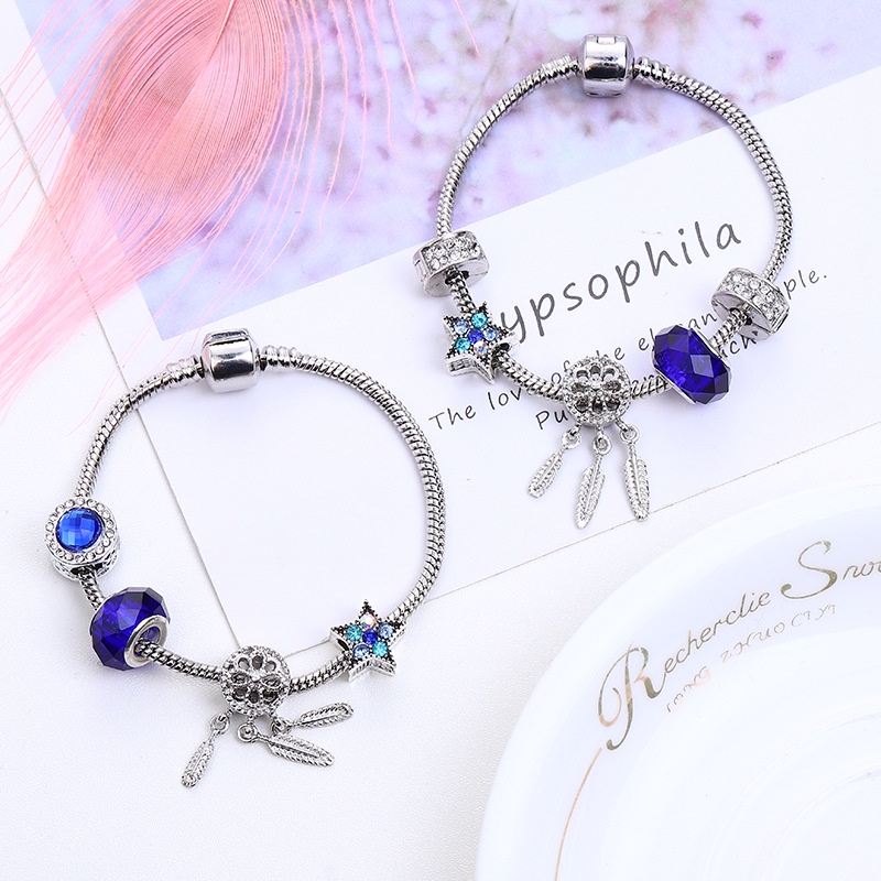 Pandora Vòng Đeo Tay Bằng Thép Titan Chống Nước Họa Tiết Dream Catcher Ngôi Sao Thời Trang Giản Dị