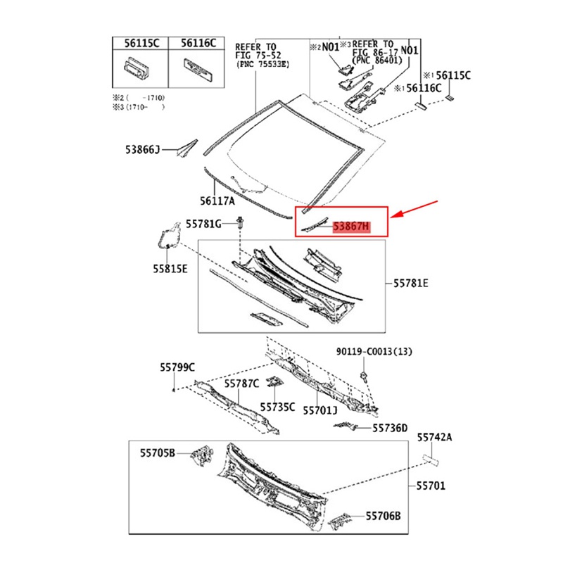 Nắp Đậy Bên Trái / Phải Cho TOYOTA RAV4 2013-2019 53866-42020