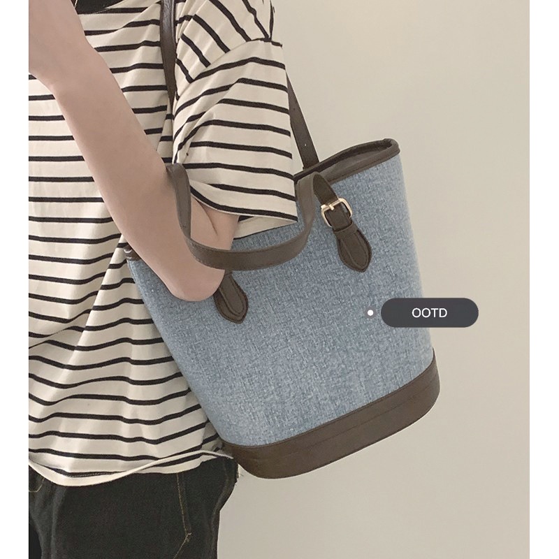 Túi Xách Denim Cỡ Lớn Thời Trang Hàn Quốc Dành Cho Nữ