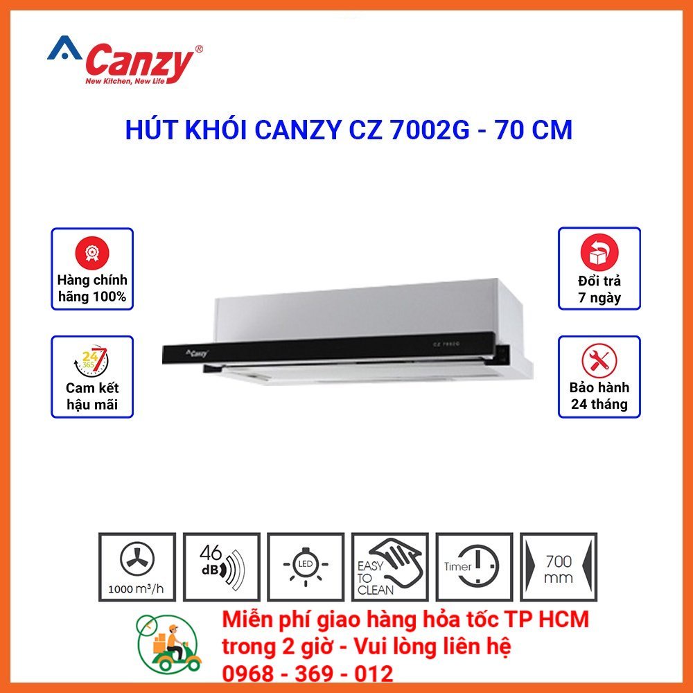 Hút mùi âm tủ Canzy CZ 70002G (Đen) /7002SYP (Inox) Âm tủ 70cm, công suất hút cao, nhỏ gọn, bảo hành 2 năm | BigBuy360 - bigbuy360.vn