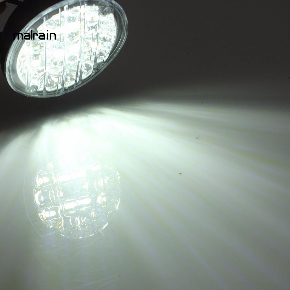 Bộ 2 Đèn Led Tròn 12V 18 Bóng Phá Sương Mù Chạy Ban Ngày Cho Xe Hơi