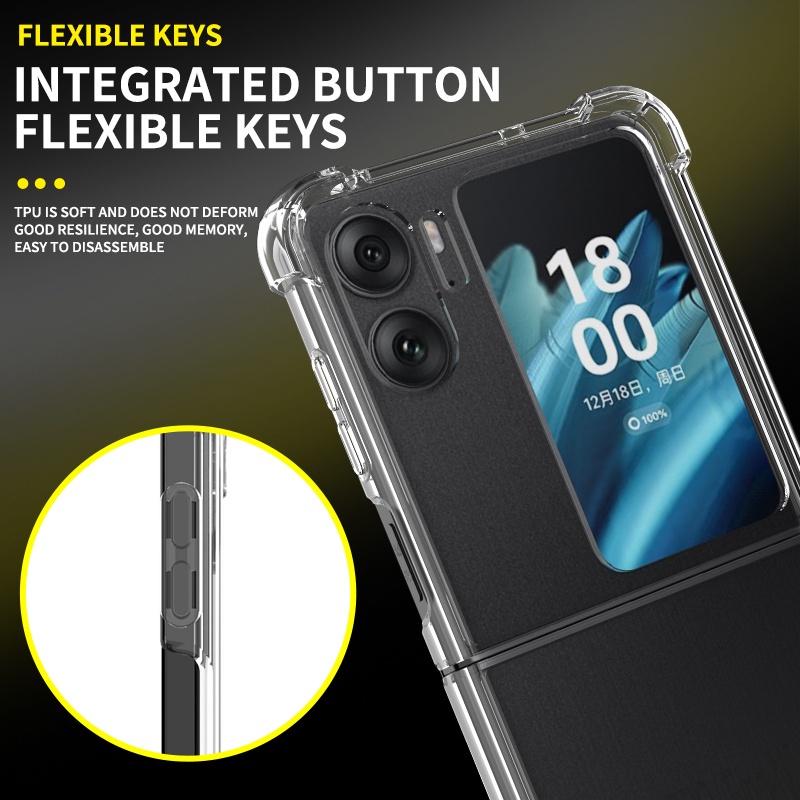 Ốp Điện Thoại Silicon Mềm Bo Góc Chống Sốc Màu Trong Suốt Cho OPPO Find N2 OPPO Find N2