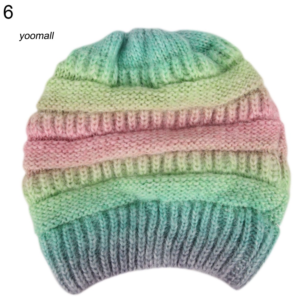 Mũ Len Nhuộm Màu Gradient Co Giãn Thời Trang Cho Nữ