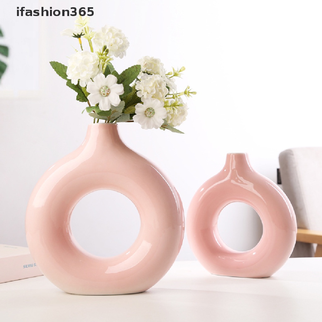 Lọ Hoa Hình Tròn Bằng Gốm Sứ Phong Cách Bắc Âu Thời Trang ifashion365