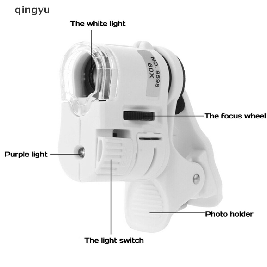 Kính Lúp Phóng Đại 60 Lần Kẹp Điện Thoại Có Đèn LED UV