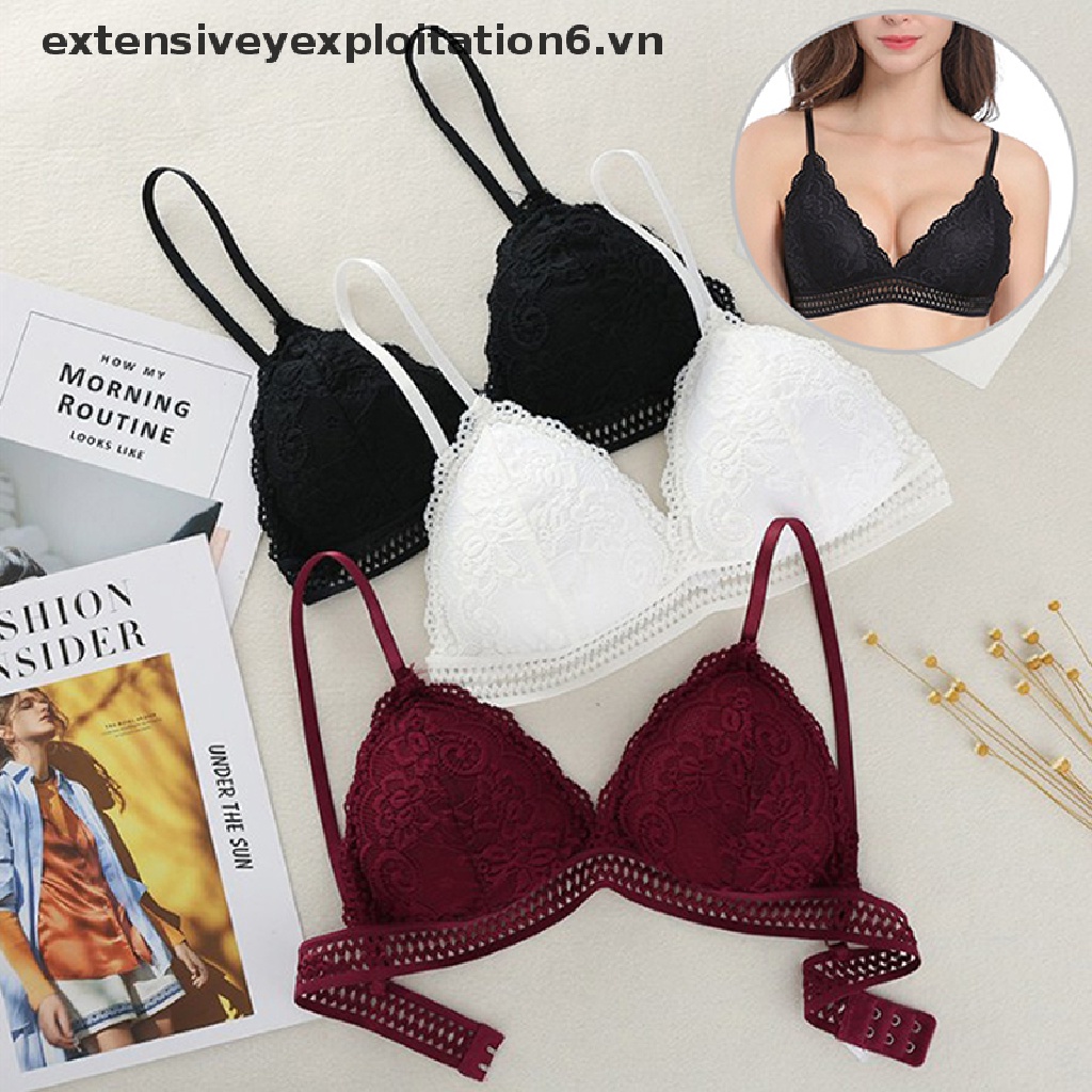 [EE] Áo lót Rỗng Mỏng Cổ Chữ V Thêu Họa Tiết Gợi Cảm Cho Nữ