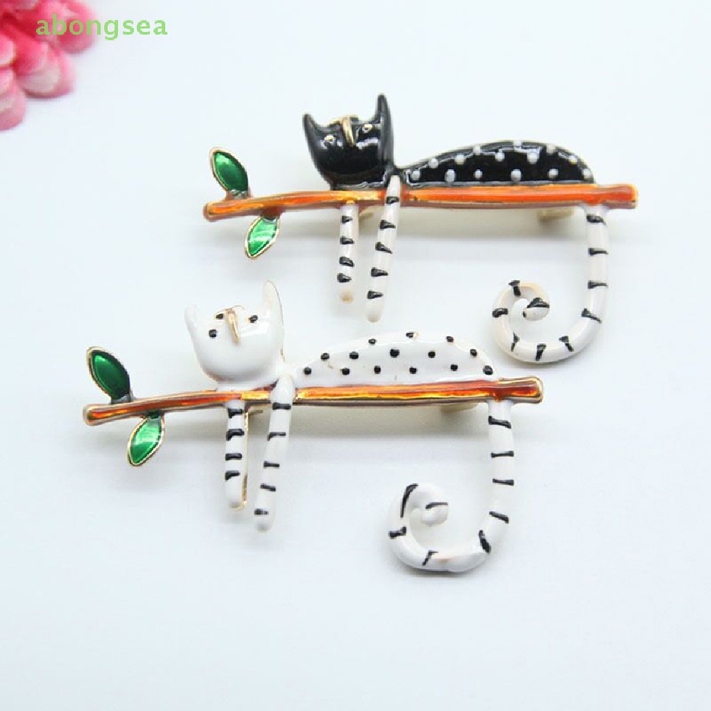 Ghim Cài Áo Hình Mèo Lười Trên Cây Tráng Men Thời Trang Cho Nữ