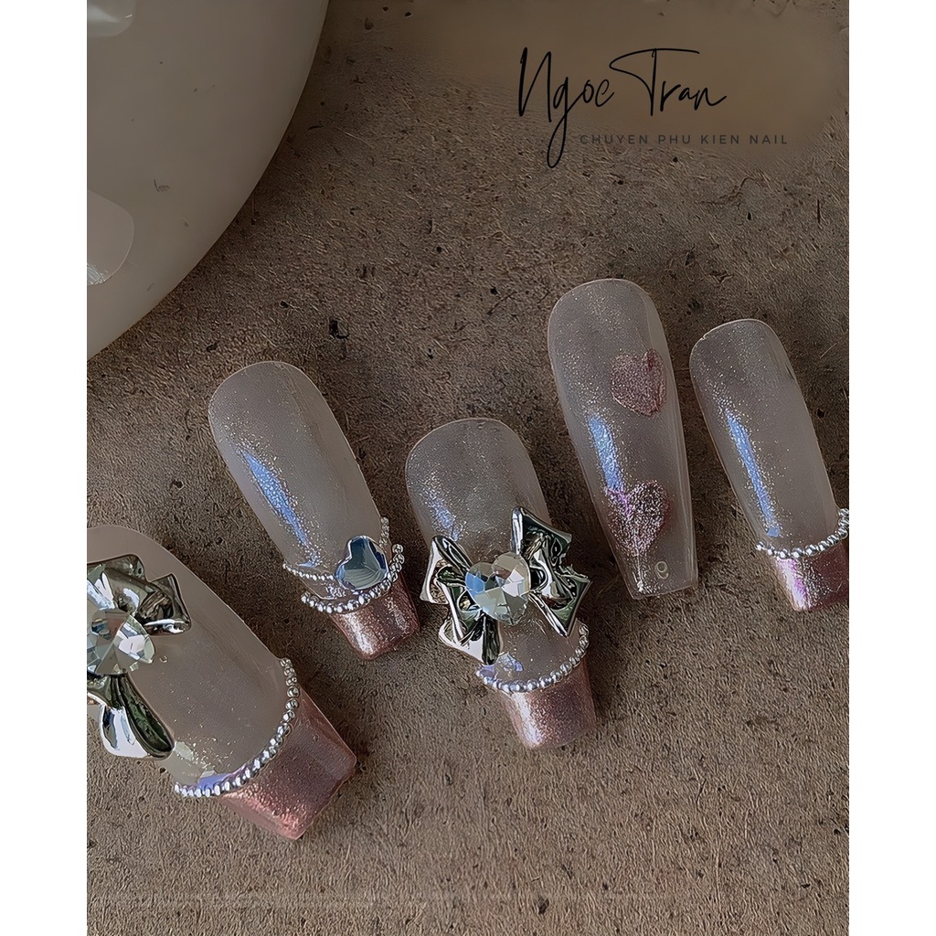 Charm Nơ Kim Loại Vàng Bạc Mới 2023 | Trang Trí Móng Tay