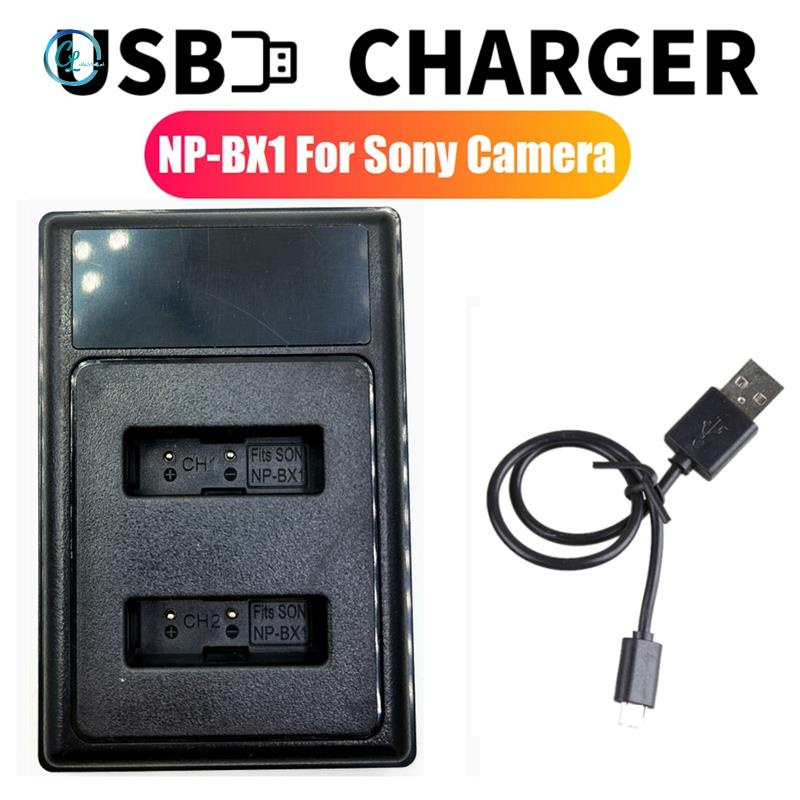 Bộ Sạc Pin USB Kép NP-BX1 LCD Cổng Type-C Cho Máy Ảnh Sony Camera H400 HX300 RX10 HX50 HX300