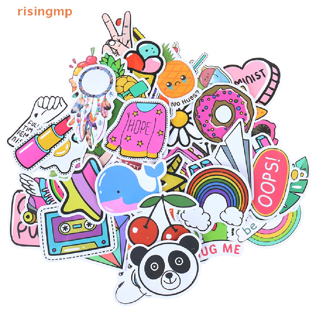 Set 50 Miếng Dán Hoạt Hình Dễ Thương Trang Trí Laptop / Vali / Ván Trượt / Guitar / Ván Trượt