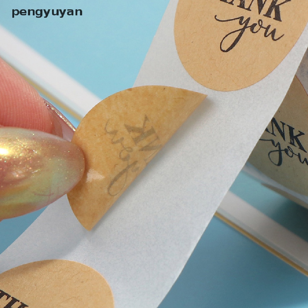 [pengyuyan] Set 500 Miếng Dán Giấy Kraft Hình Tròn In Chữ Thank you er Dùng Trang Trí Sổ Tay