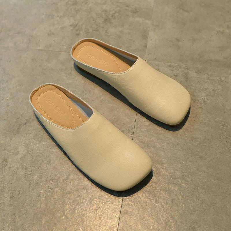 Hàng Có Sẵn!Dép Bít Mũi Vuông Đế Bằng Dễ Phối Đồ Thời Trang Cho Nữ