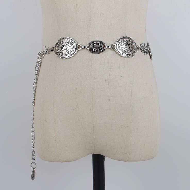 Thắt Lưng Dây Xích Kim Loại Hình oval Phong Cách Âu Mỹ Thanh Lịch Thời Trang Cho Nữ