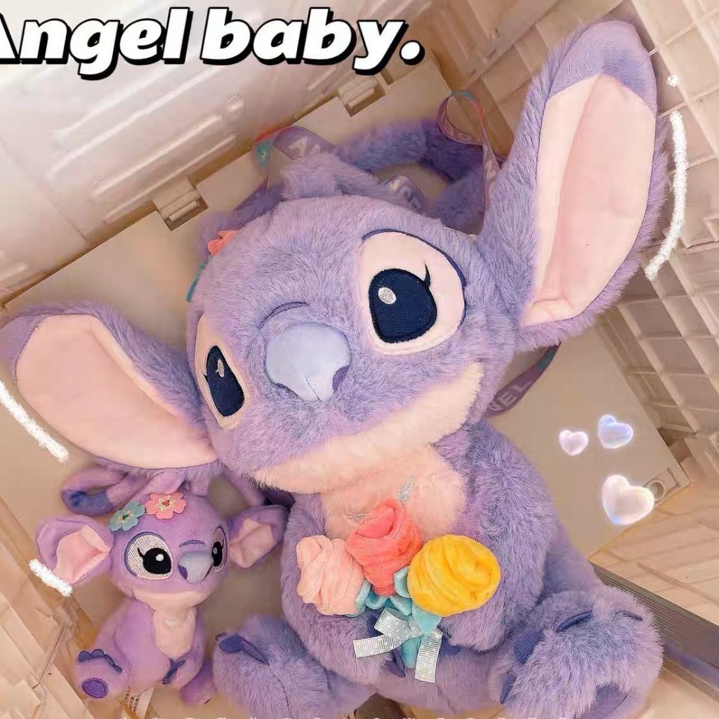 Gối Nhồi Bông Hình Stitch Hoạt Hình Màu Tím Dễ Thương Dùng Làm Quà Tặng Sinh Nhật Cho Bé Gái