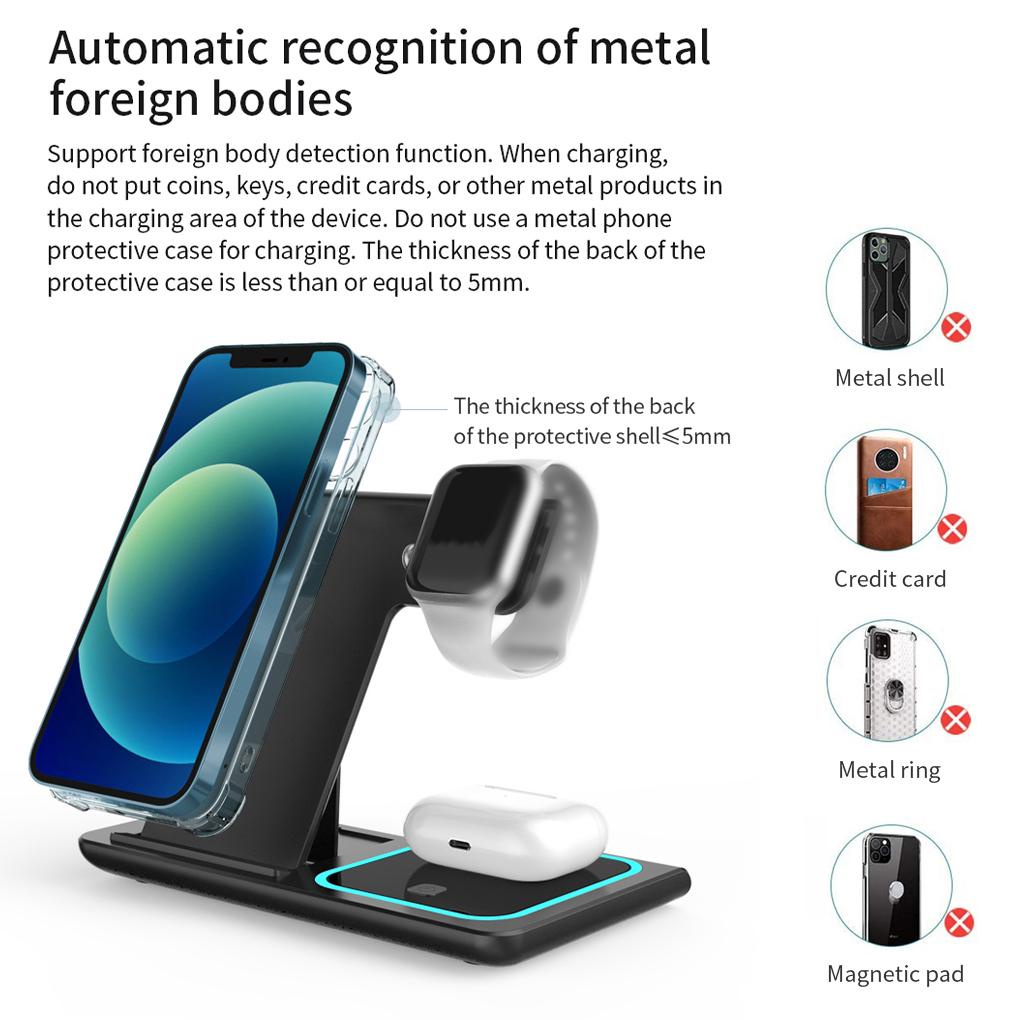 Đế Sạc Đứng Không Dây Tự Động Có Đèn Ngủ Tiện Dụng Mang Theo Du Lịch