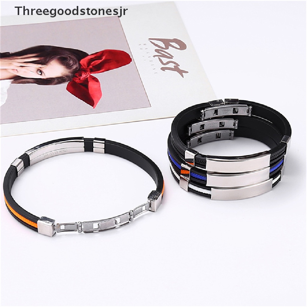 Vòng Tay Silicone Unisex Phối Thép Titan Thanh Lịch JR