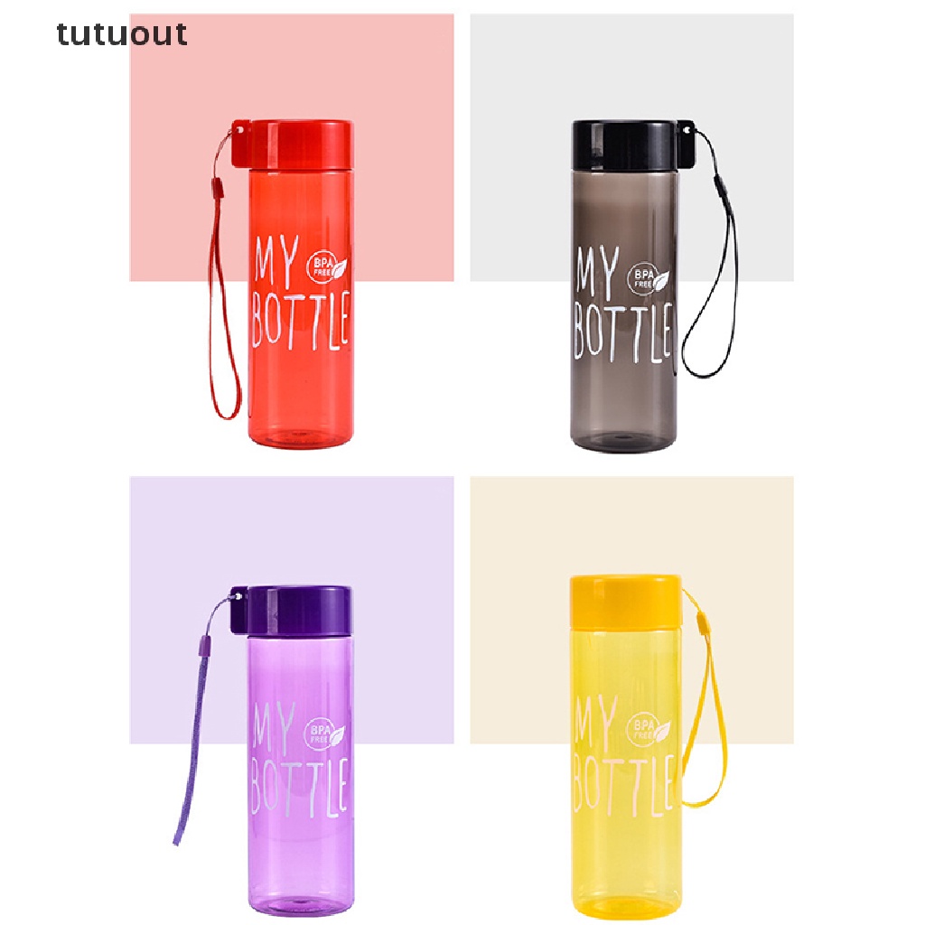 Bình Nước Thể Thao 500ml Bằng Nhựa Chống Rơi Có Dây Đeo