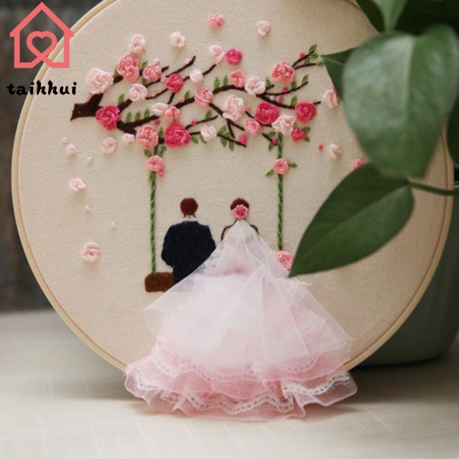 Bộ Tranh Thêu Chữ Thập Hình Cô Dâu Chú Rể Diy