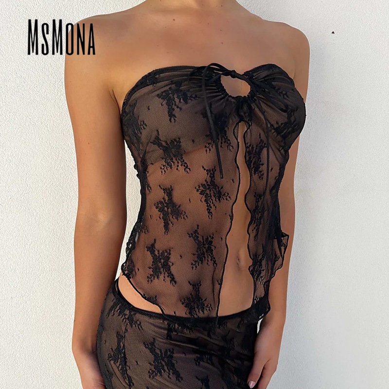 Áo Dệt Kim Sát Nách Màu Trơn Phối Ren Cổ Thấp Thời Trang 2023 Quyến Rũ Cho Nữ