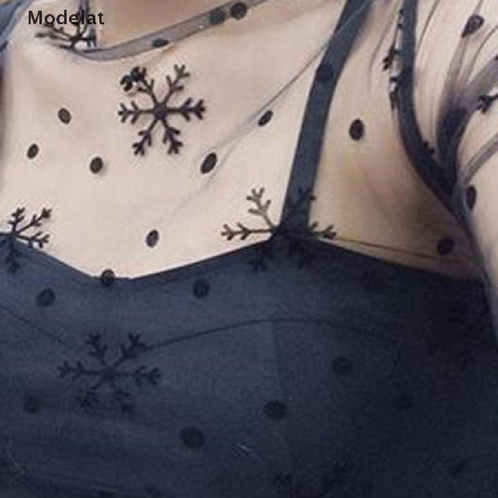 Mfc Áo Thun Tay Dài Vải Lưới Xuyên Thấu Họa Tiết Hoa Dành Cho Nữ