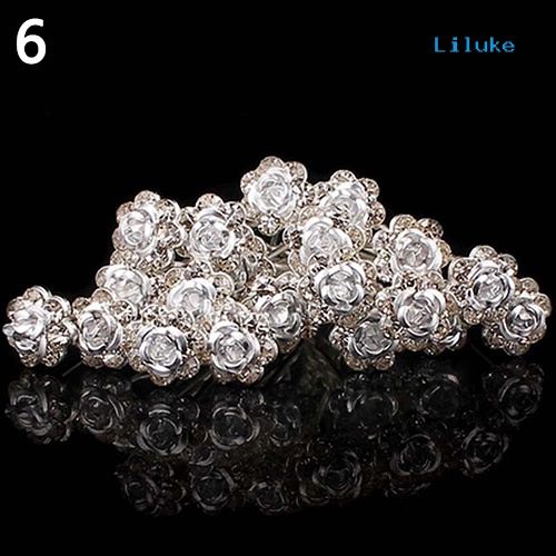 Bộ 5 Kẹp Tóc Hợp Kim Trang Trí Hoa Hồng Đính Đá Thời Trang Cho Nữ