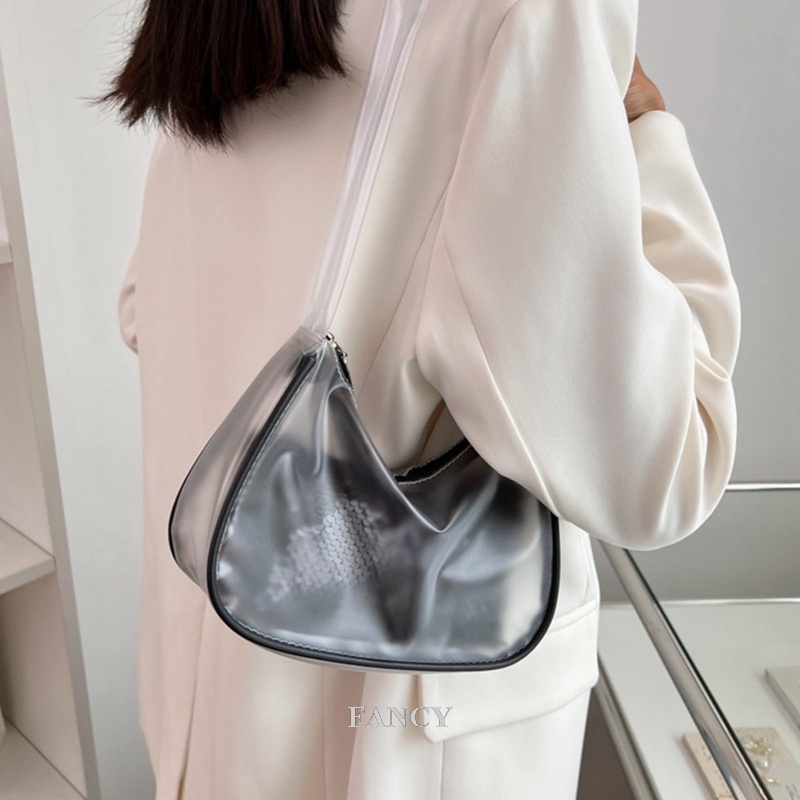 Túi Xách Nhựa PVC Trong Suốt Phối Dây Xích Thời Trang Cho Nữ