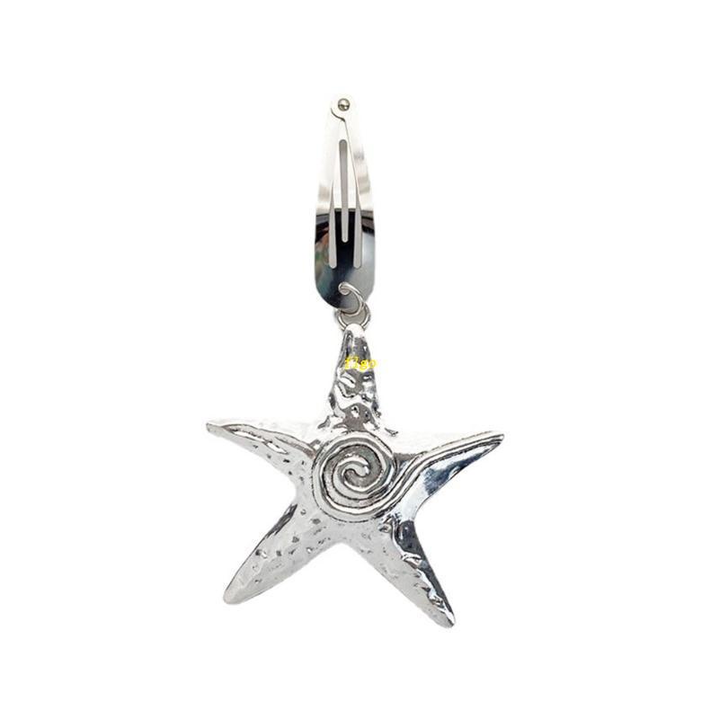 Kẹp Tóc Hình Ngôi Sao / Trái Tim Bằng Kim Loại Mỏng Màu Bạc